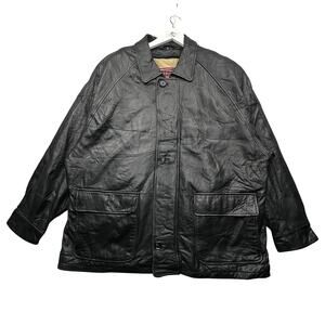 J Park Couture Quilt Lined Leather Jacket Coat Mens XL Black Pockets